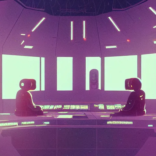 Image similar to the control room at the end of reality, 2 0 0 1 a space odyssey concept art by guweiz and deathburger and beeple and moebius, artstation, deviantart, pinterest, 8 k