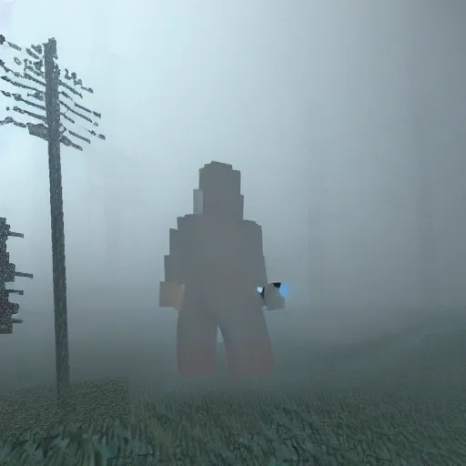 Image similar to silent hill, minecraft