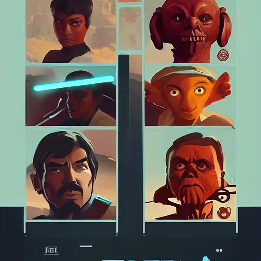 Image similar to face icon stylized minimalist star wars 1 9 7 7, loftis, cory behance hd by jesper ejsing, by rhads, makoto shinkai and lois van baarle, ilya kuvshinov, rossdraws global illumination