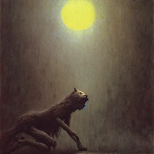 Image similar to werewolf girl by Beksinski