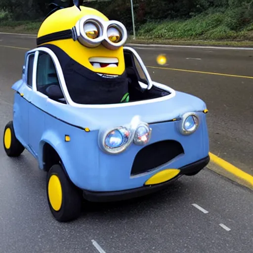 Prompt: minion car crash
