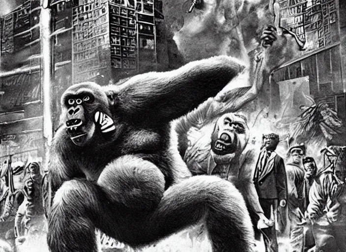 Image similar to An king Kong rage on street