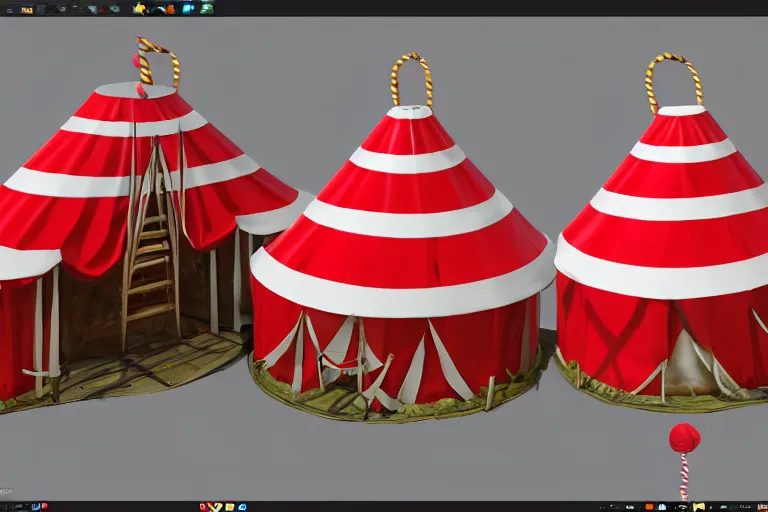 Image similar to 3d sculpt of an evil looking circus tent, artstaton, League of Legends, red dead redemption2, overwatch, digital illustration