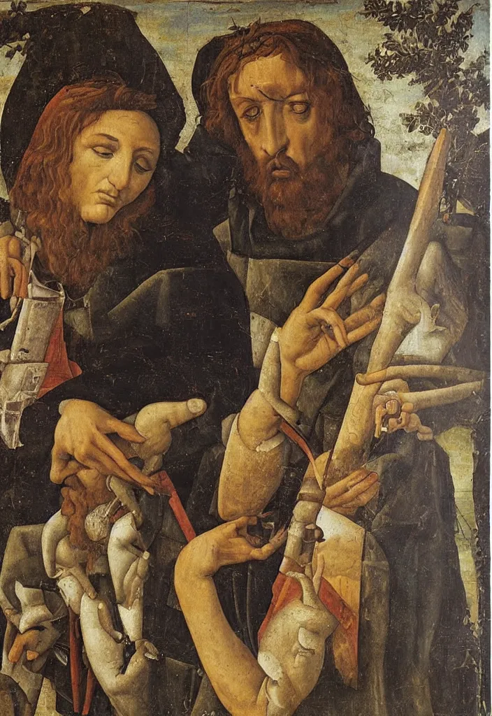 Image similar to saint roch oil painting Sandro Boticelli old master perfect preservation