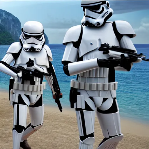 Prompt: storm troopers on holiday in thailand, 4 k, photorealistic, artstation, detailed.