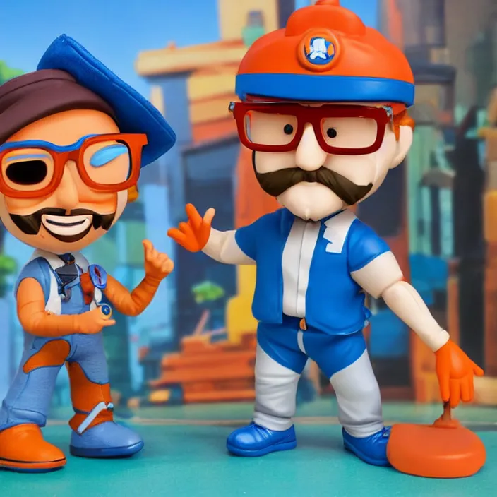 Prompt: Blippi, A funko pop of Blippi, figurine, detailed product photo