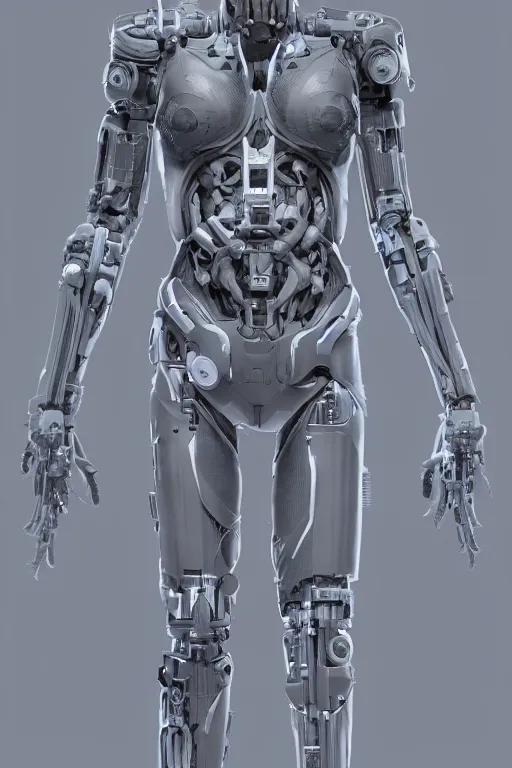 Image similar to symmetry!! full body female human anatomy concept, greeble panels, gun metal grey, cyborg limbs, tentacles, digital art, in the style of ben lol, brian sum, ramil sunga, herbert lowis, furio tedesschi, christopher cao, artstation, pinterest, deviantart, photoshop, octane render, unreal engine