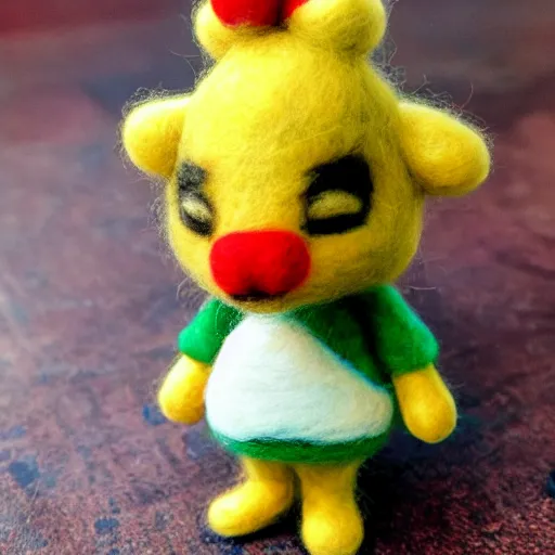 Prompt: a needle felted isabelle from animal crossing, needle felting art.