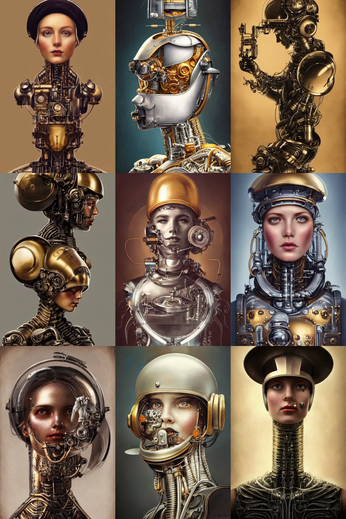 Prompt: a beautiful ultradetailed vintage photo of a futuristic cybernetic transhuman chef wearing a hat, by tom bagshaw and anna dittman, portrait, 2 4 mm lens, golden ratio composition, detailed face, studio photography, very detailed, humanoids, industrial robots, artstation, 8 k, highly coherent