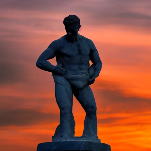 Prompt: A marble stature of Emmanuel Macron, hyper-realistic, 8K HDR, sunset.