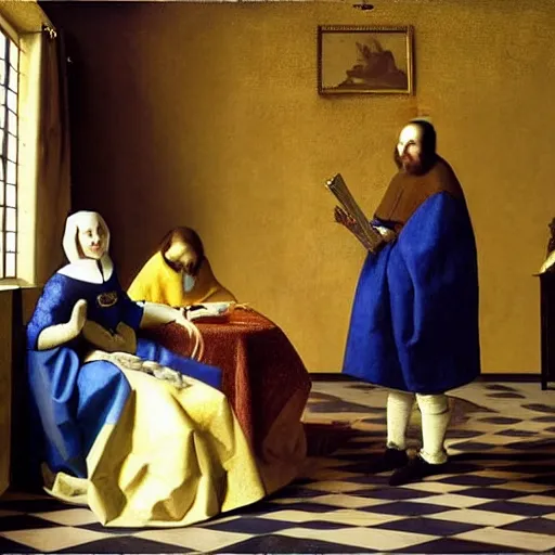 Prompt: royal family during an argument, johannes vermeer, ultra detailed, cinematic, dynamic light