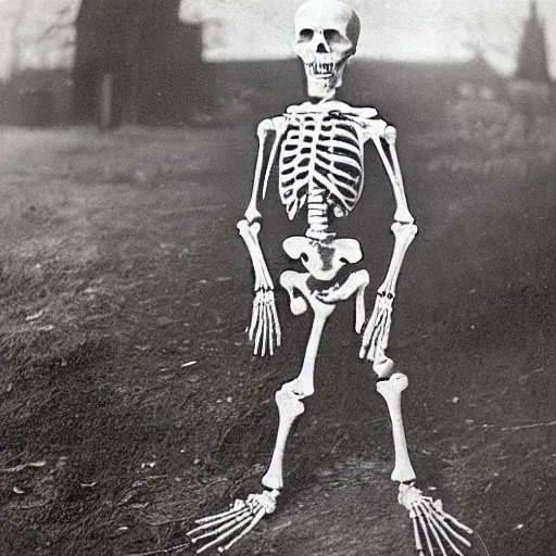 Image similar to Victorian Photograph of a skeleton outside