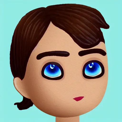 Image similar to emoji of a person with brown hair and blue eyes