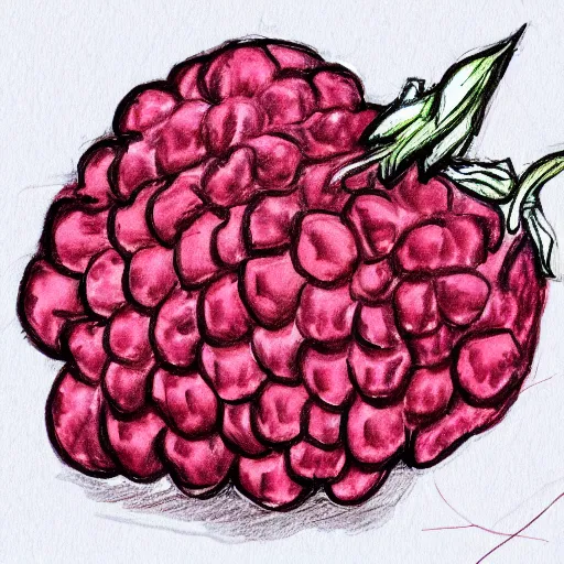 Image similar to professional ink pen sketch of a close-up raspberry