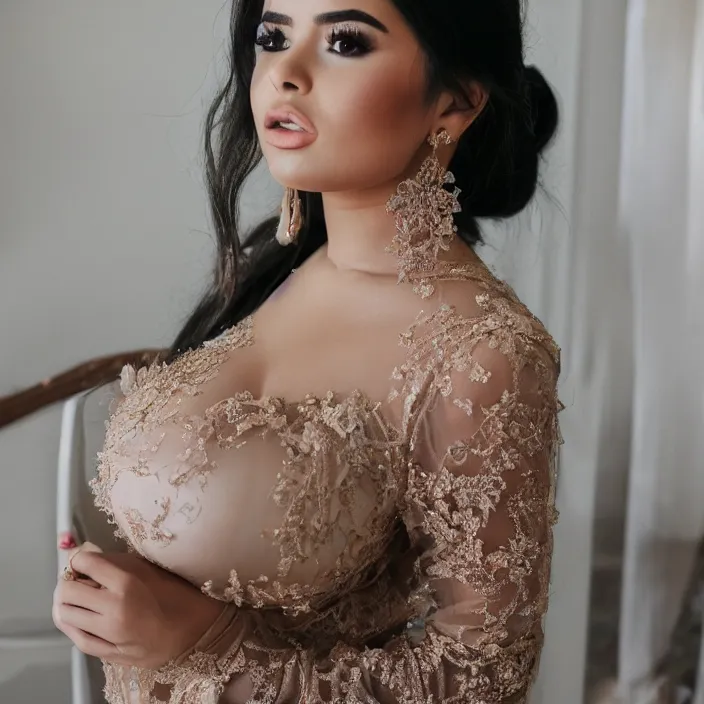 Image similar to a photograph of Demi Rose wearing Kebaya in a mansion, natural light, detailed face, CANON Eos C300, ƒ1.8, 35mm, 8K, medium-format print