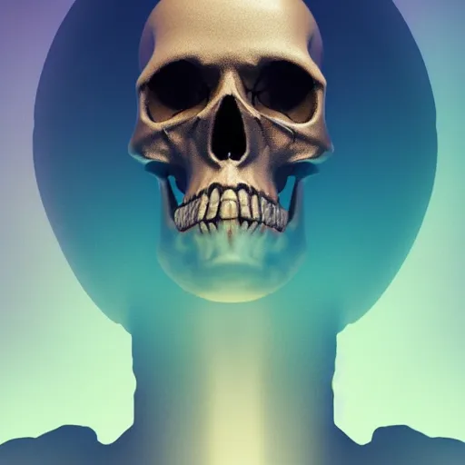 Image similar to skull dreaming of a better future, by Artgerm and Beeple, 3D render,subsurface scattering,global illumination,raytracing,studio lighting, lens flare,bokeh,cinematic,photorealistic, 4K, UHD, HDR