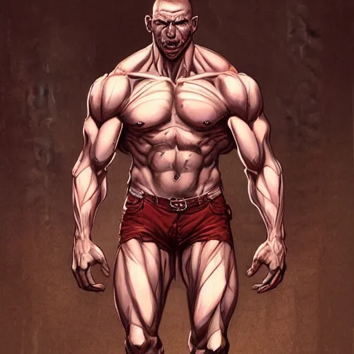 Image similar to a muscular half man half horse mutant creature wearimg red shorts,digital art,ultra realistic,ultra detailed,art by greg rutkowski,hyperdetailed,anthropomorphic,photorealistic,trending on artstation,deviantart,SFW,Character design by charlie bowater, ross tran, artgerm, and makoto shinkai, detailed, inked, western comic book art, 2021 award winning painting