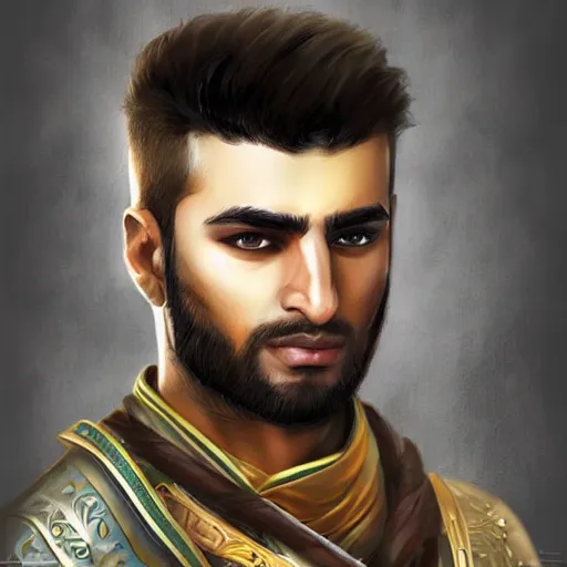 Image similar to kurdish male warrior, highly detailed, digital painting, artstation, concept art, sharp focus, illustration, incredibly strong and handsome