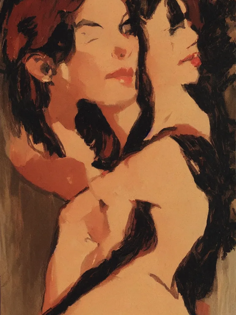 Prompt: portrait profile of a beautiful woman in 1 9 7 8, oil painting by john watkiss