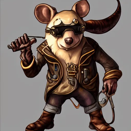 Prompt: a rat with steampunk googles, by League of Legends concept artists