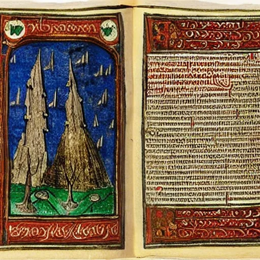 Image similar to lord of the rings illuminated 1 4 th century manuscript