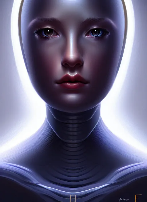 Image similar to portrait of female android, intricate, elegant, highly detailed, digital painting, artstation, concept art, smooth, sharp focus, illustration, art by fra angelico