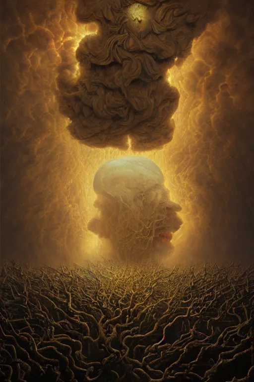 Image similar to Intricate stunning highly detailed HammerFall band, digital painting by agostino arrivabene and Vladimir Kush, surreal, ultra realistic, Horror vacui, dramatic lighting, full moon, thick black swirling smoke tornado, burning fire embers, artstation