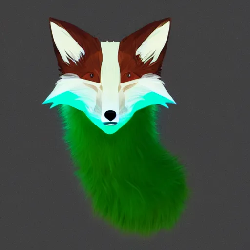 Prompt: digital leaf green and white fox, retrowave palette, digital world, highly detailed, electric breeze, anatomically correct vulpine, synth feel, fluffy face, ear floof, flowing fur, super realism, accurate animal imagery, 4 k digital art