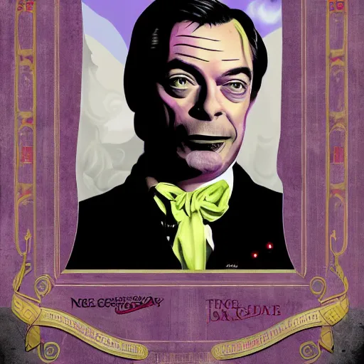 Image similar to nigel farage as count dracula, movie poster, digital art, detailed