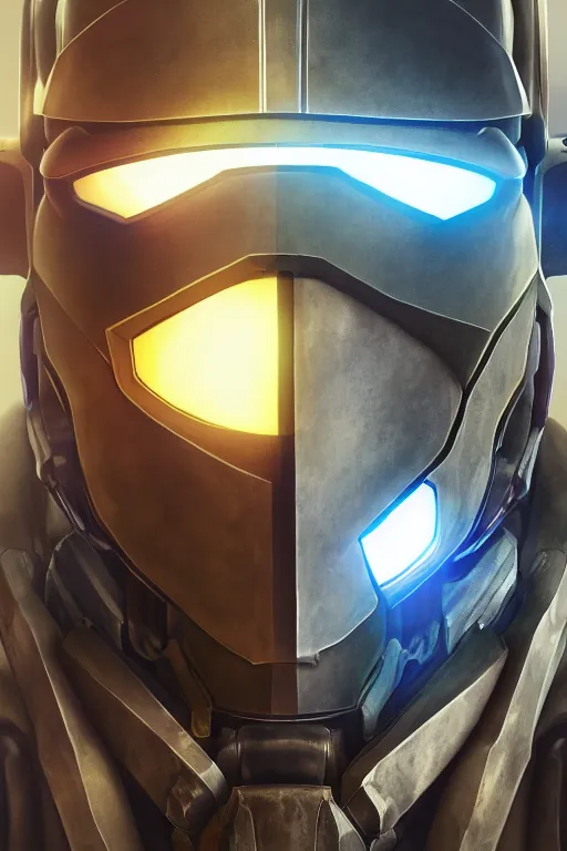 Image similar to robot ninja mask helmet halo master chief radiating a glowing aura global illumination ray tracing hdr fanart arstation by ian pesty and katarzyna da „ bek - chmiel