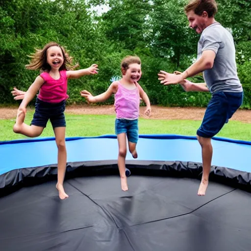 Prompt: A dozen babies jumping on a trampoline