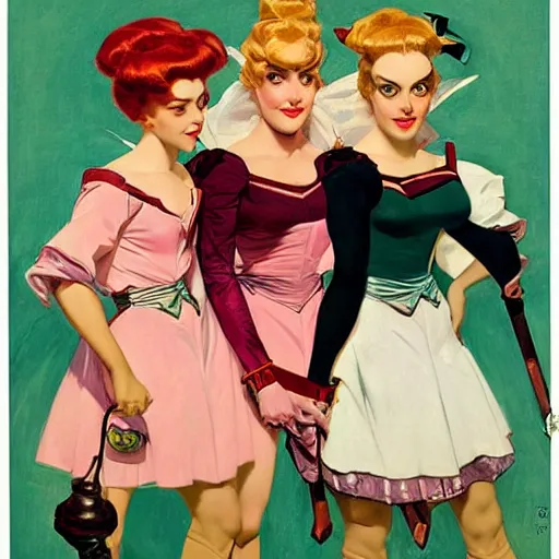 Prompt: portrait of the powerpuff girls, by j. c. leyendecker