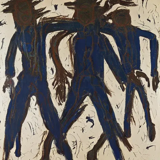 Image similar to painting of an invisible man, by georg baselitz