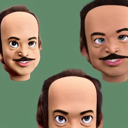 Prompt: man huge forehead tiny face claymation