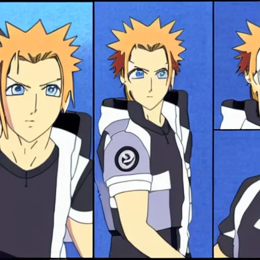 Prompt: Ryan Gosling in Naruto Shippuden anime style