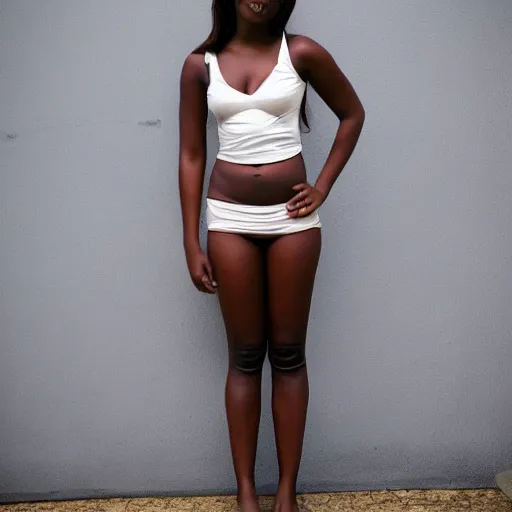 Prompt: full body dark skin blonde girl