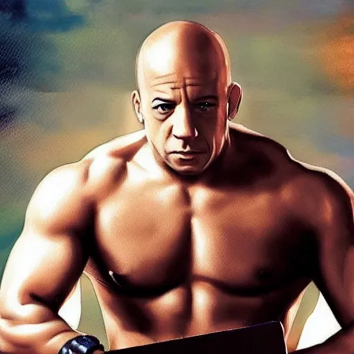 Prompt: Vin Diesel as a pokemon monster