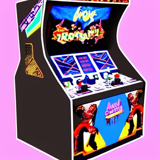 Image similar to a real life depiction of an in the groove 2 dedicated arcade cabinet dance game
