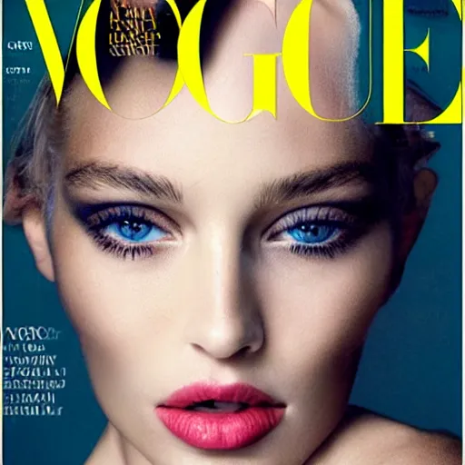 Prompt: the most stunning eyes gazing into the camera female supermodel, vogue magazine photo