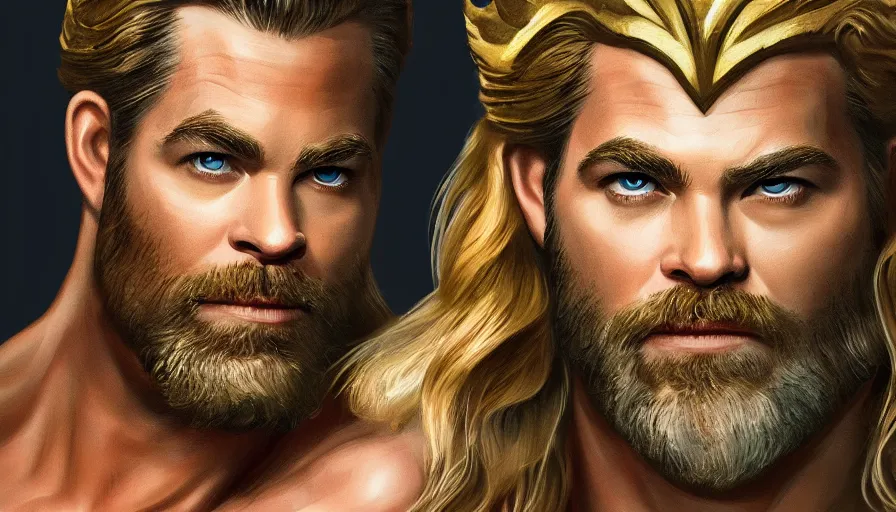 Prompt: Digital painting of Chris Pine as Zeus, hyperdetailed, artstation, cgsociety, 8k