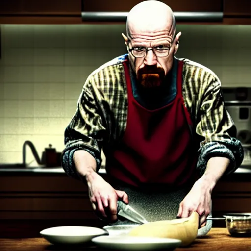 Prompt: walter white cooking meth with jesus, award winning photograph, 4 k, hd, focus, hdr