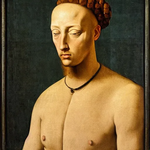 Image similar to a painting of a man whose head is a horse’s by Agnolo Bronzino