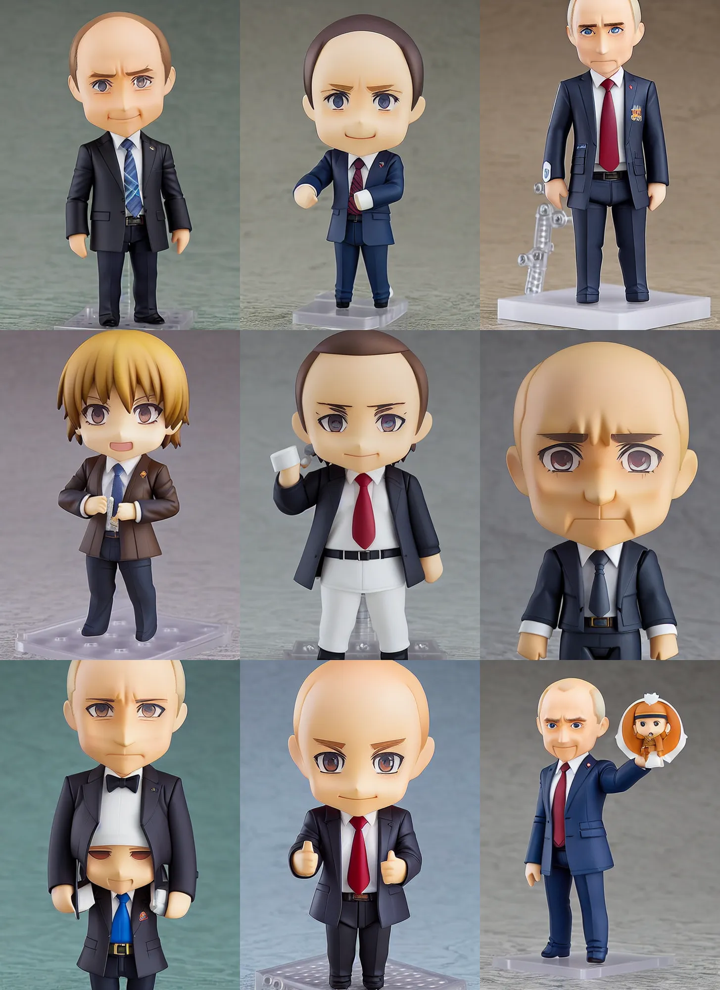 Prompt: an anime nendoroid of vladimir putin, detailed product photo