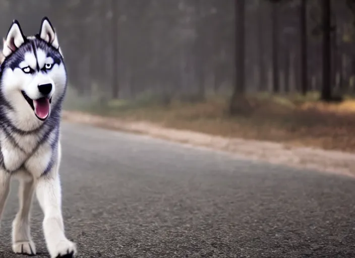 Image similar to film still of a husky in a white vest in the new sci - fi movie, 8 k