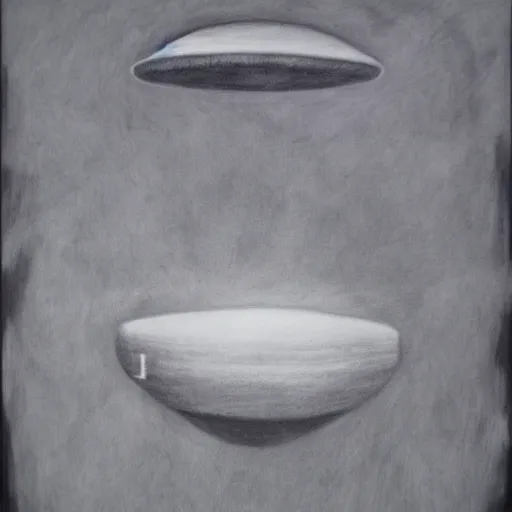 Image similar to Dimension Shift, UFO, reversal of roles, charcoal on paper