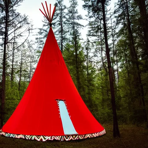 Image similar to a circus tent in the middle of a dark mysterious forest