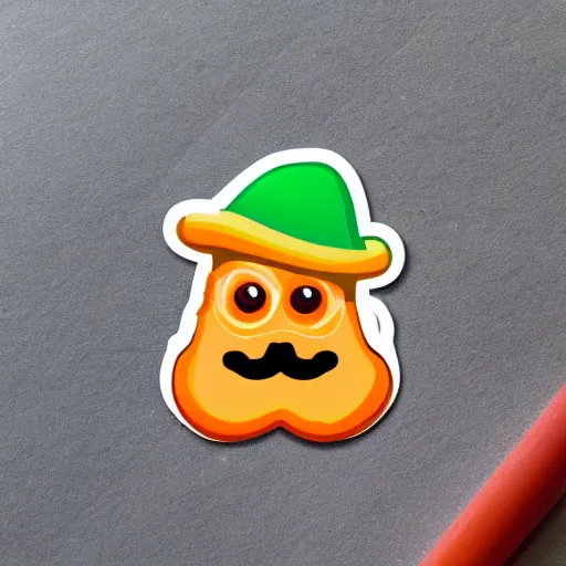 Prompt: sticker of a cute orange squid with a moustache