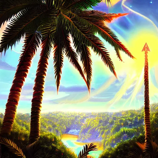 Prompt: a ultradetailed beautiful painting of amazonas by aulo maiskiankski, major arcana mason sparkles sky, and dougherty patrick, trending on artstation, mediterranean, palm trees, light sparkles, major arcana sky, sharp focus, soft light