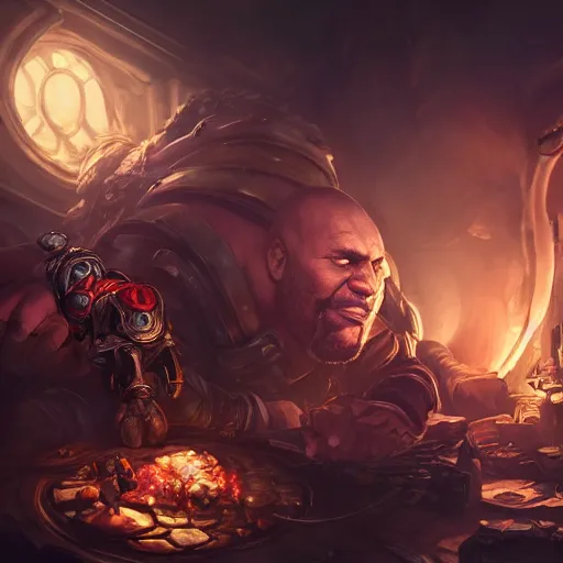 Image similar to bill cosby mixing potions, alchemist, league of legends amazing splashscreen artwork, gears of war, splash art, natural light, elegant, photorealistic facial features, intricate, fantasy, detailed face, atmospheric lighting, anamorphic lens flare, cinematic lighting, league of legends splash art, hd wallpaper, ultra high details by greg rutkowski