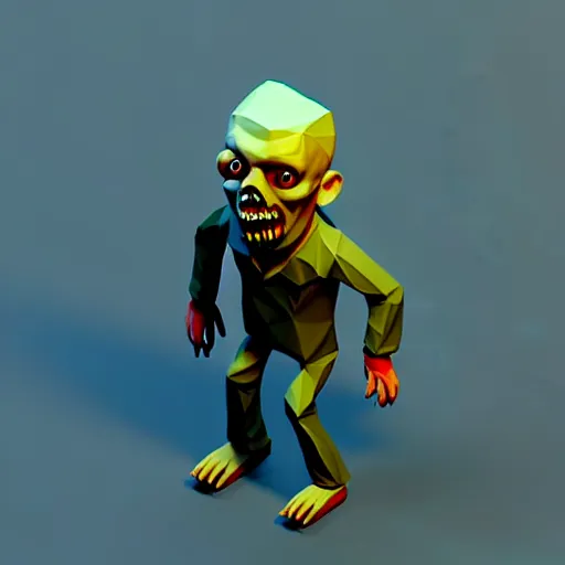 Prompt: isometric 3 d zombie, low poly, soft render, handpaint texture, blender, 3 dcoat